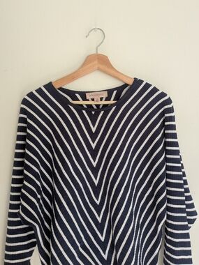 Philosophy Navy and White Striped Crewneck Sweater